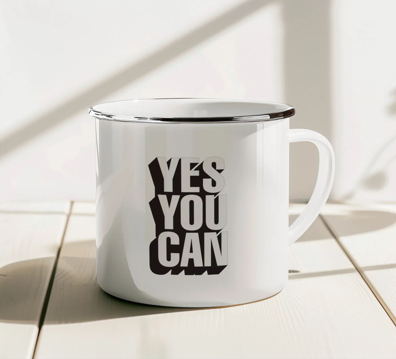 Yes You Can Tipografia Design tazza in smalto da THE MOTIVATED TYPE