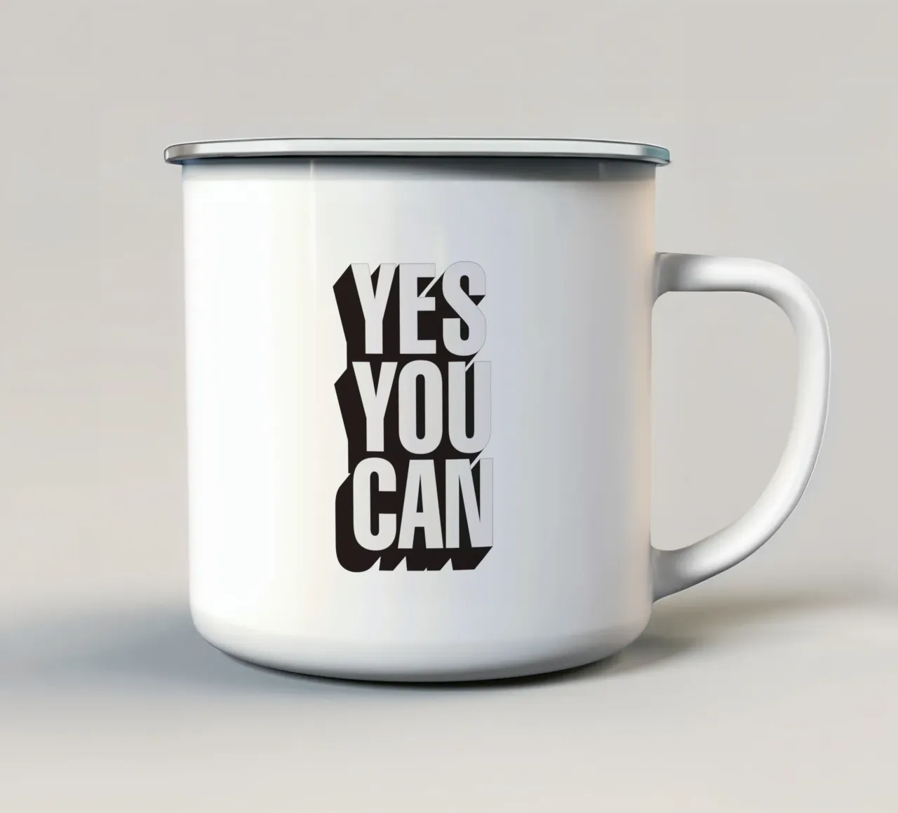 Yes You Can Tipografia Design tazza in smalto da THE MOTIVATED TYPE