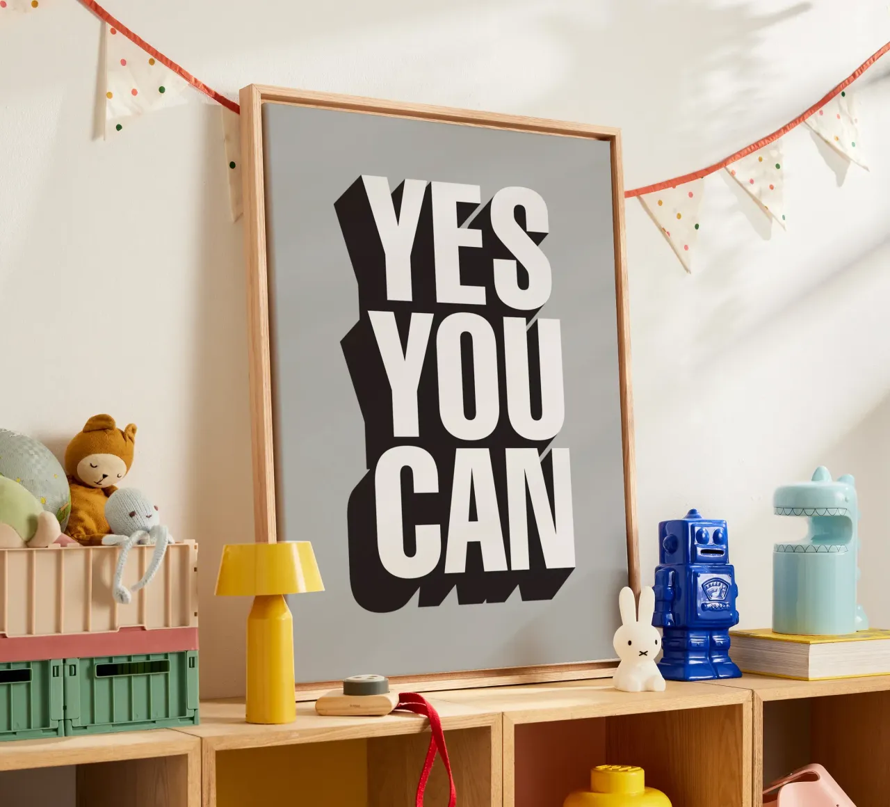 Yes You Can Typography Design canvas with Floater frame by THE MOTIVATED TYPE