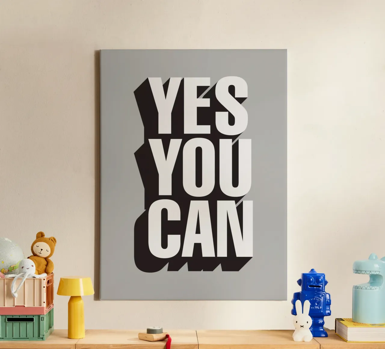 Yes You Can Typography Design canvas with Floater frame by THE MOTIVATED TYPE