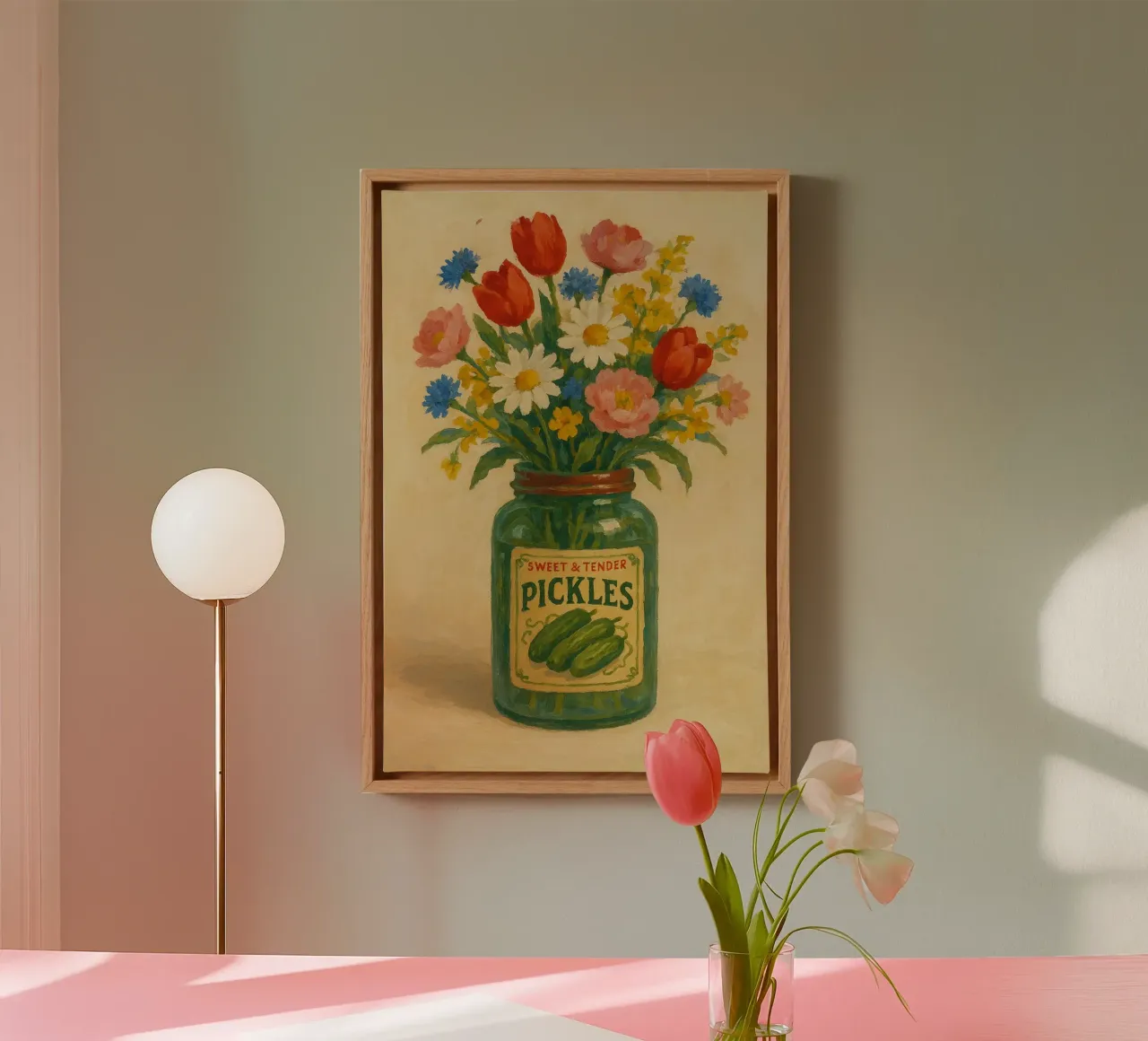 Pickle Flowers tela con Cornice a cassetta da Gypsy Galleria