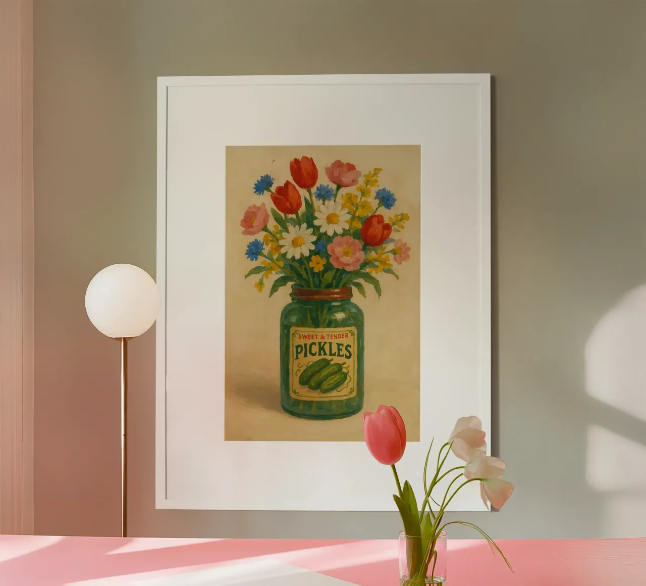 Pickle Flowers poster con telaio in plastica da Gypsy Galleria