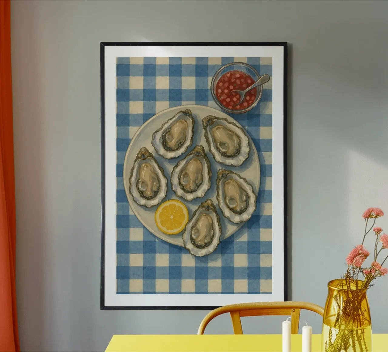 The Oysters poster con telaio in legno da Gypsy Galleria