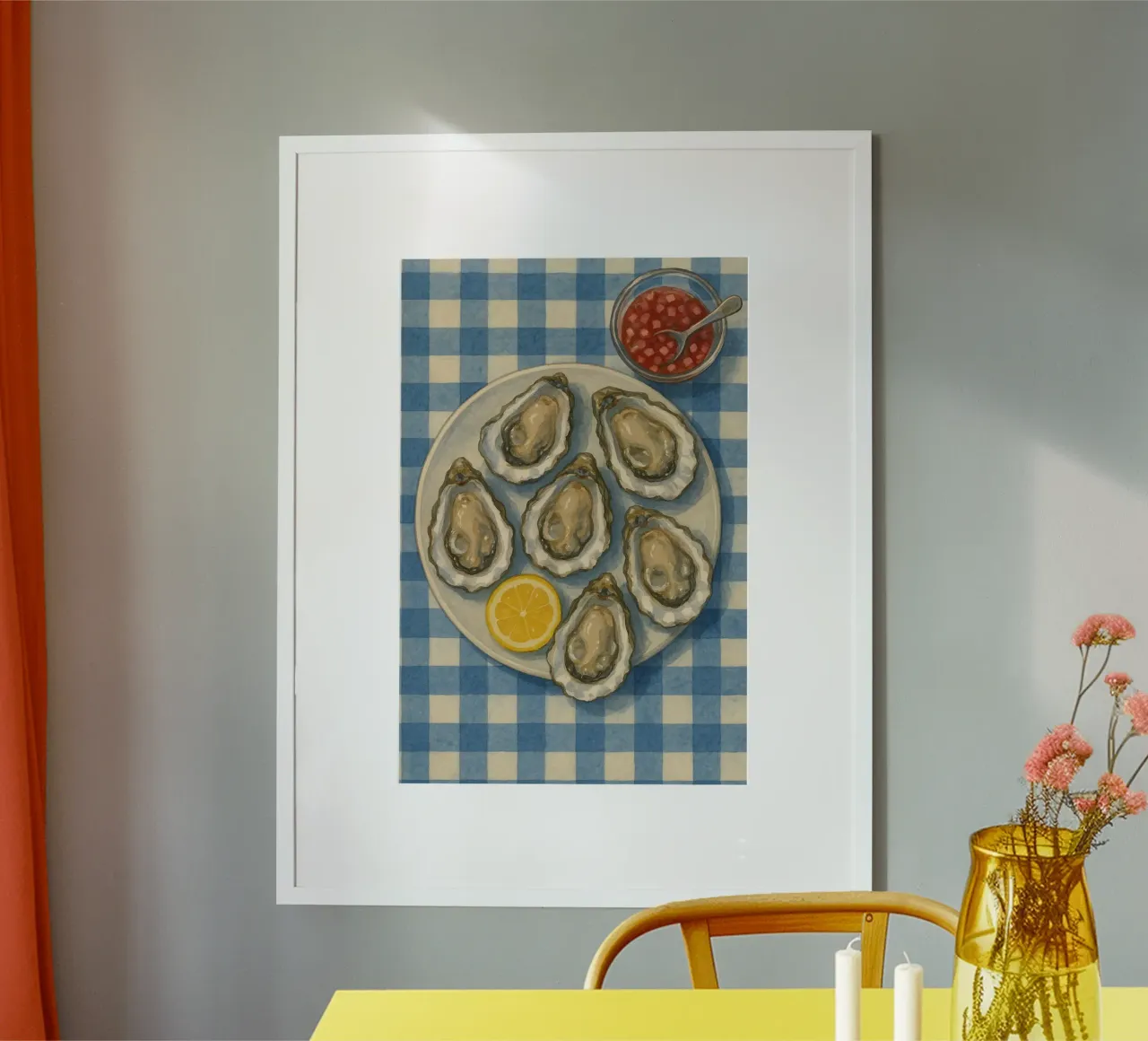 The Oysters poster con telaio in legno da Gypsy Galleria