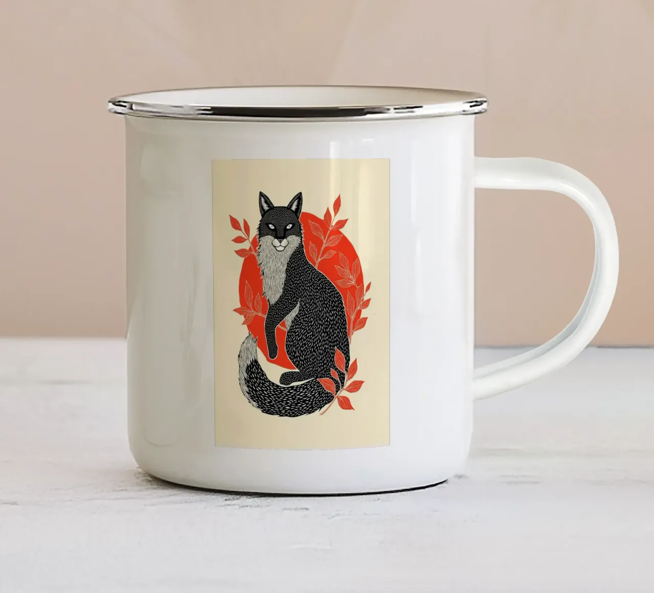 Fox and Firelight" tazza in smalto da Indigo Rain