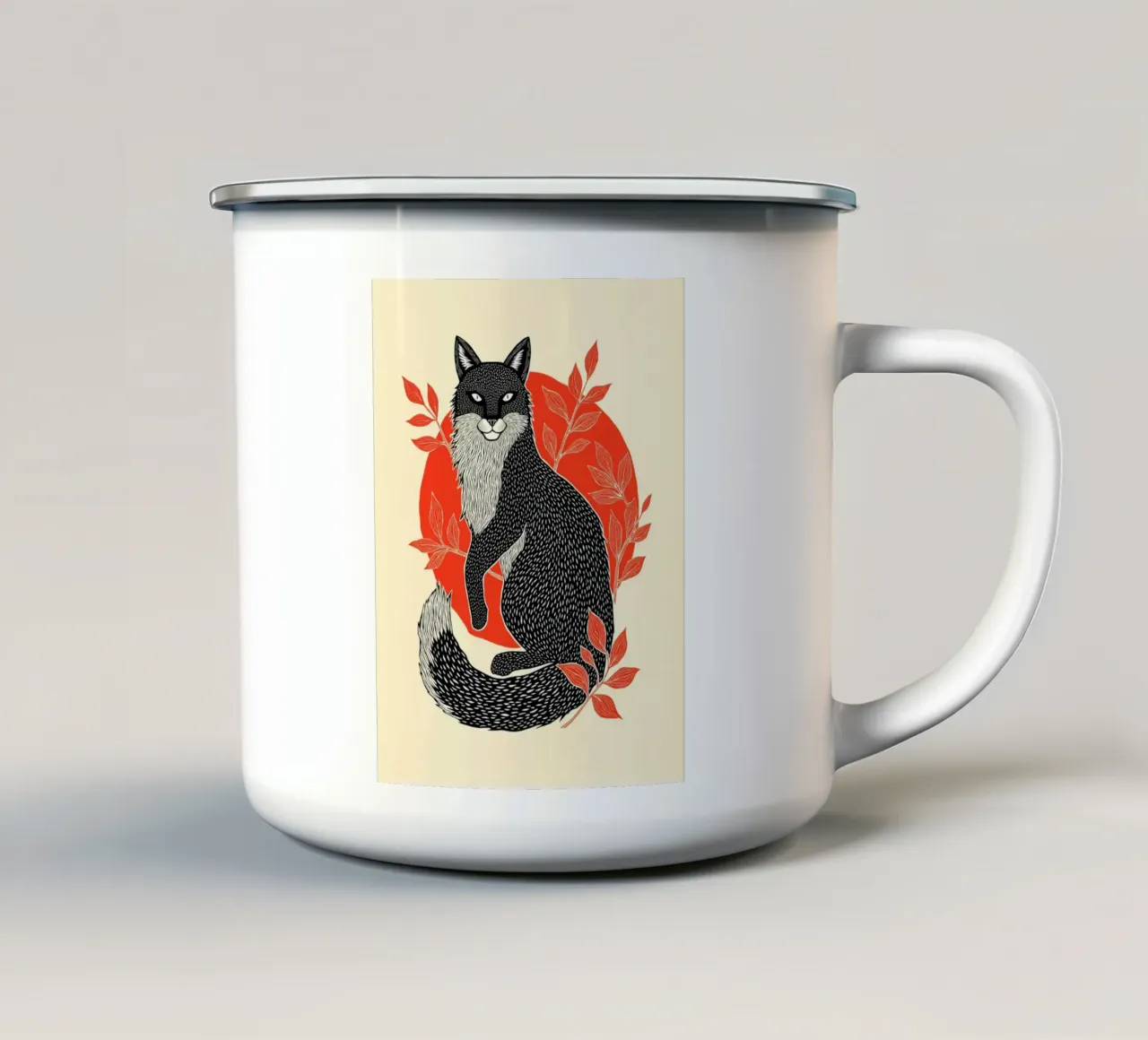 Fox and Firelight" tazza in smalto da Indigo Rain