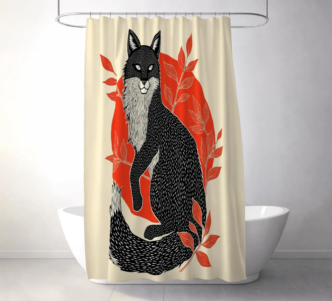 Fox and Firelight" tenda da doccia da Indigo Rain
