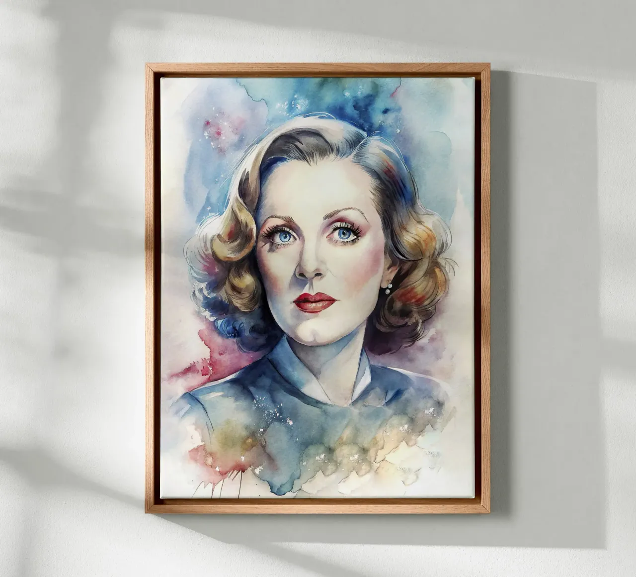 Bette Davis in acquerello tela con Cornice a cassetta da 🎁 ARTVI-SHOP