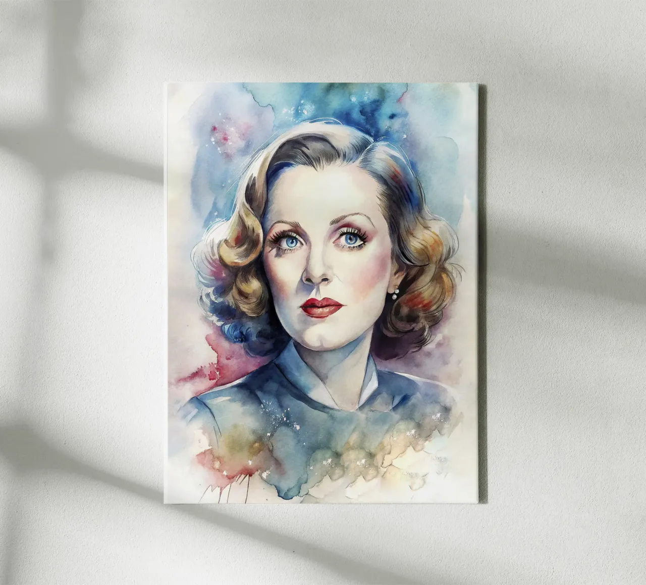 Bette Davis in acquerello tela con Cornice a cassetta da 🎁 ARTVI-SHOP