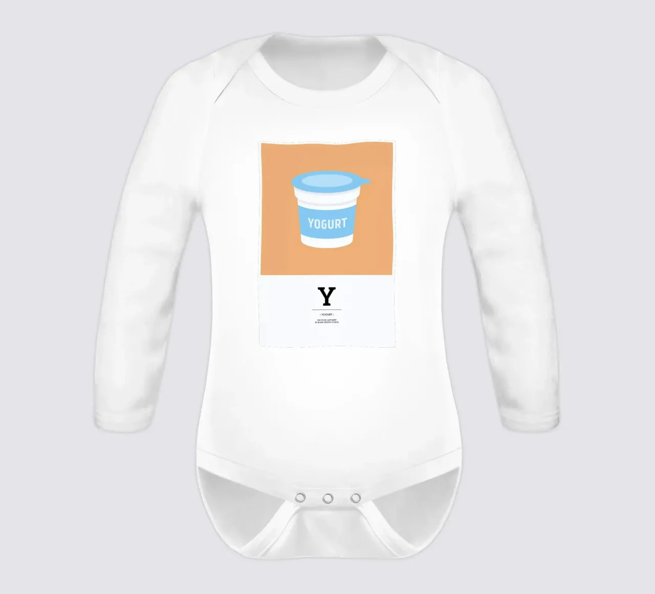 „The Food Alphabet“ - Y like Yogurt body neonato maniche lunghe da BLAEK Design Studio