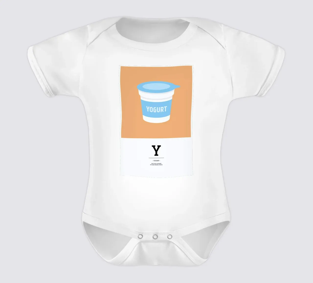 „The Food Alphabet“ - Y like Yogurt body neonato maniche corte da BLAEK Design Studio