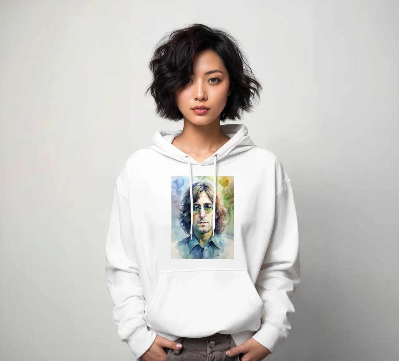 John Lennon in acquerello felpa con cappuccio da ARTVI-SHOP