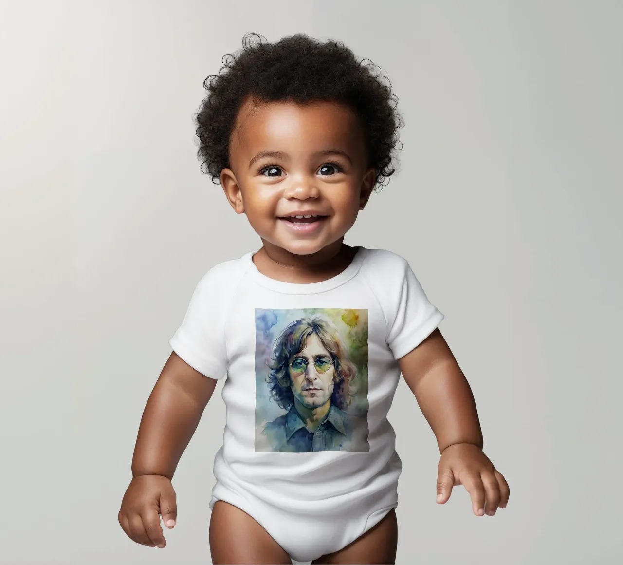 John Lennon in acquerello body neonato maniche corte da ARTVI-SHOP