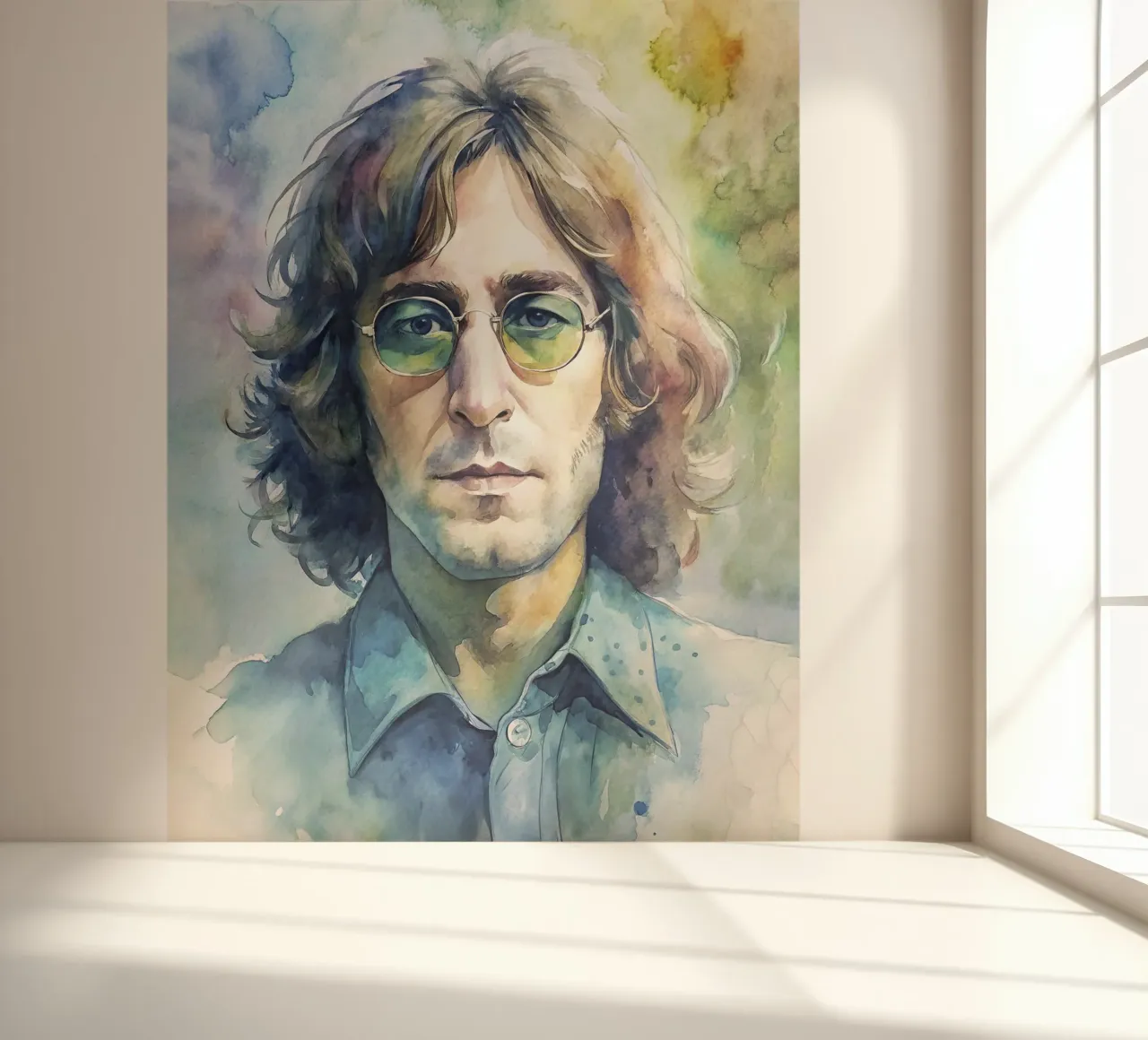 John Lennon in Aquarell Fototapete von 🎁 ARTVI-SHOP