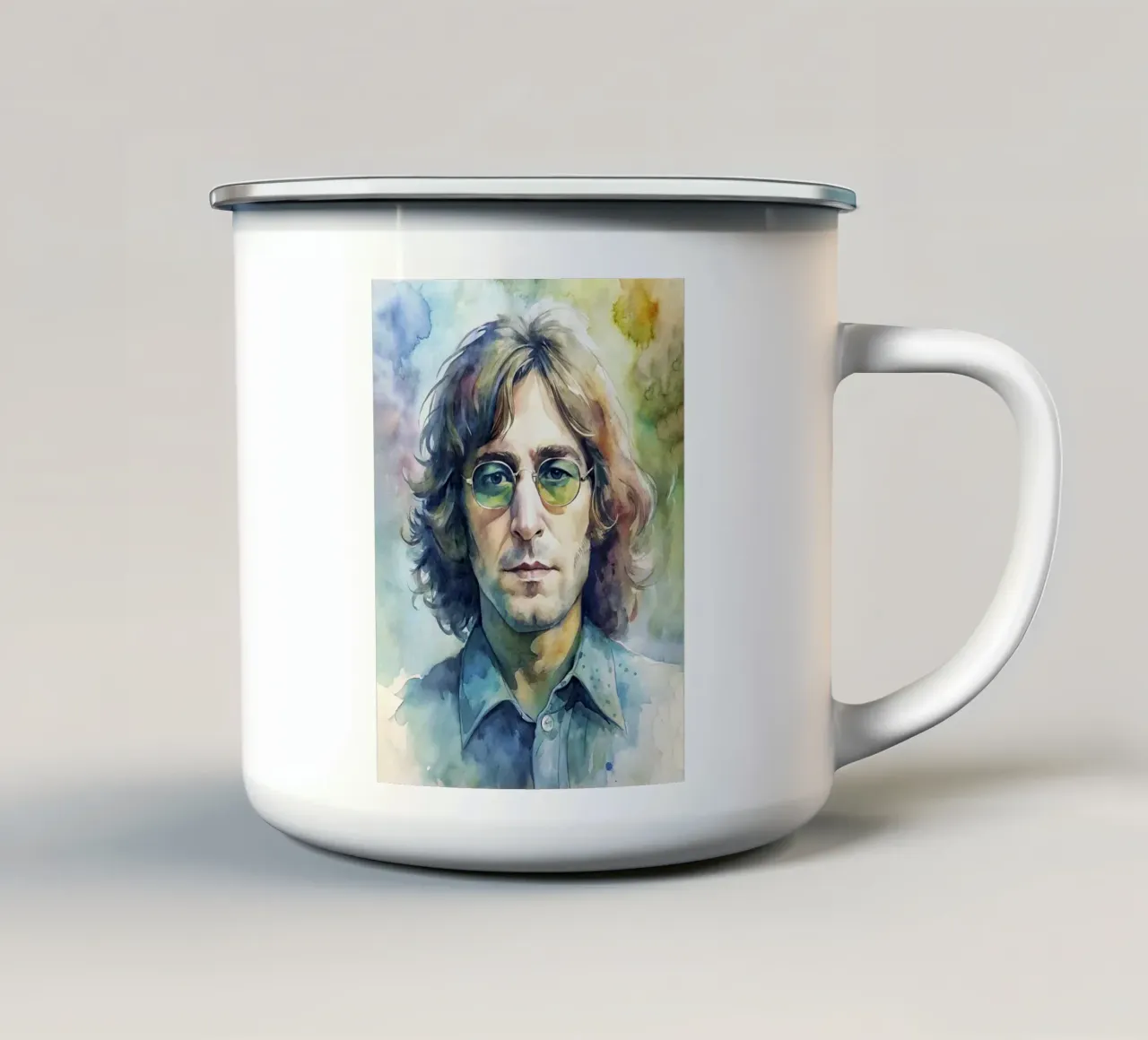 John Lennon in acquerello tazza in smalto da ARTVI-SHOP