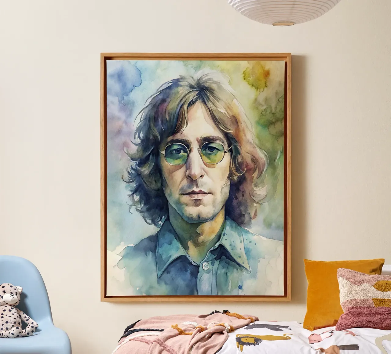 John Lennon in acquerello tela con Cornice a cassetta da 🎁 ARTVI-SHOP