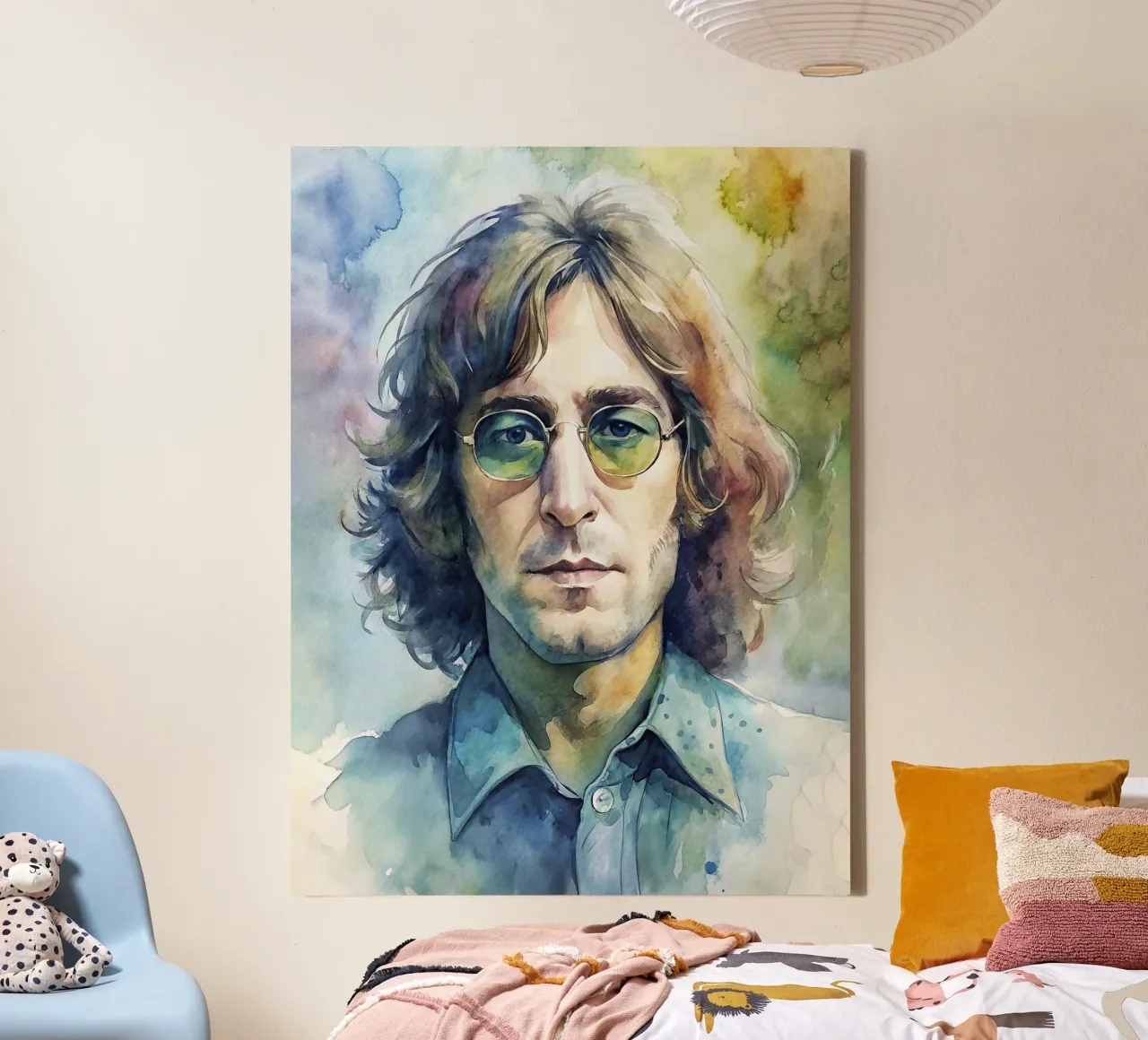 John Lennon in acquerello tela con Cornice a cassetta da 🎁 ARTVI-SHOP