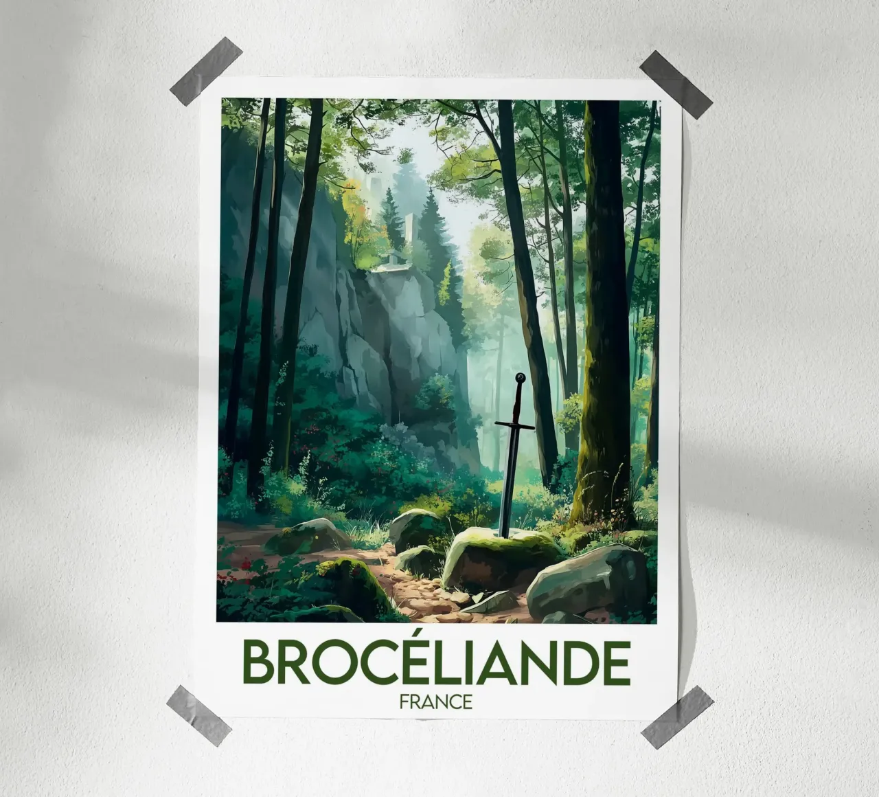 Poster Brocéliande poster con telaio in legno da Frame the World