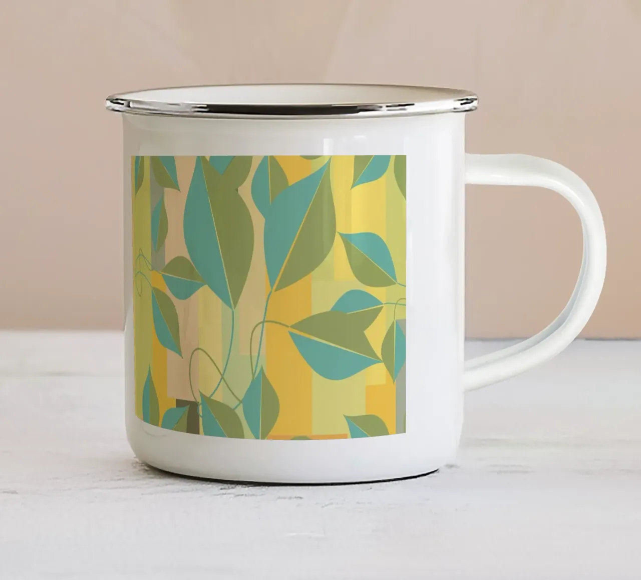 Leaves in colors pattern enamel mug by LaylaOzPatterns