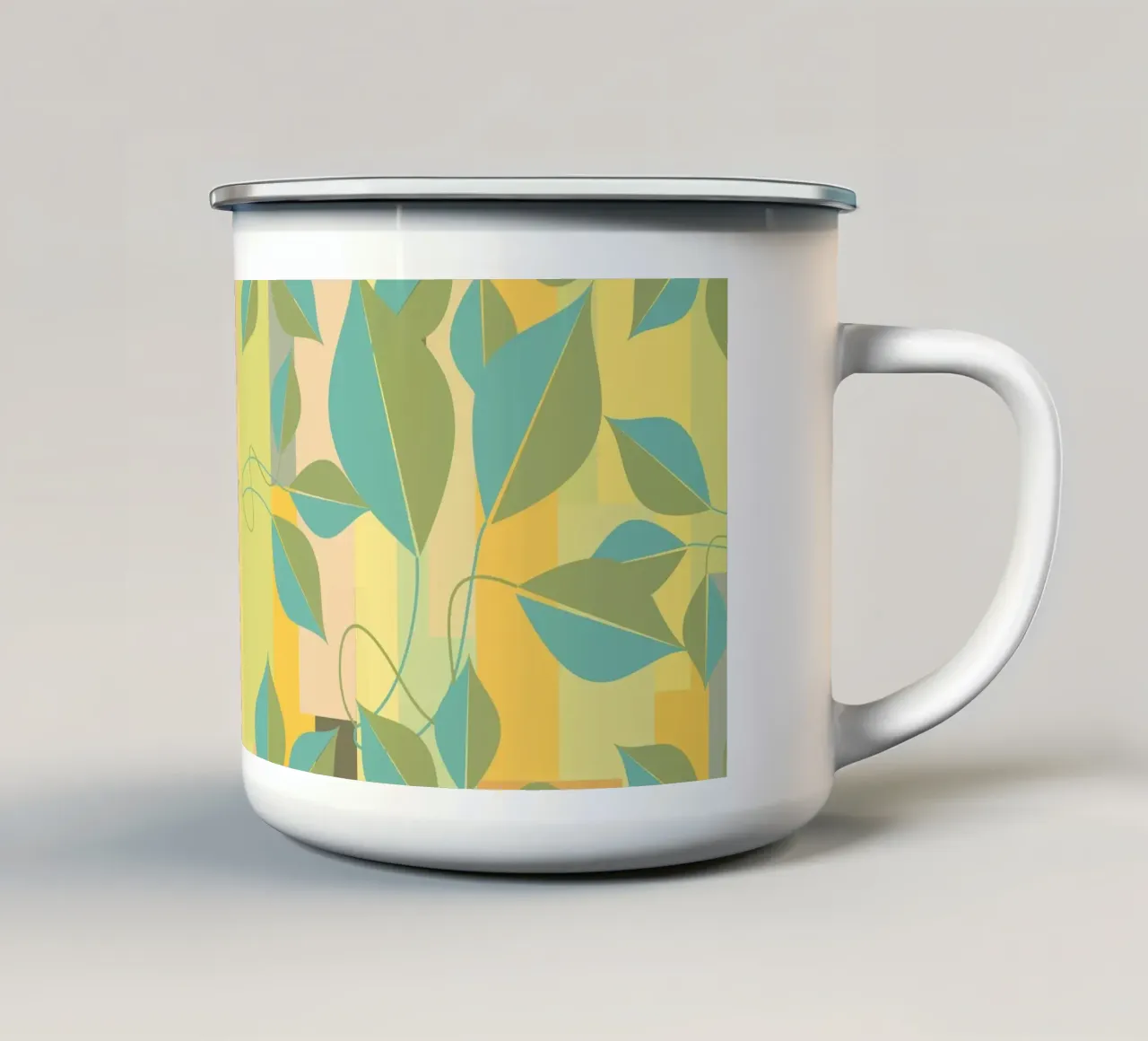 Leaves in colors pattern enamel mug by LaylaOzPatterns