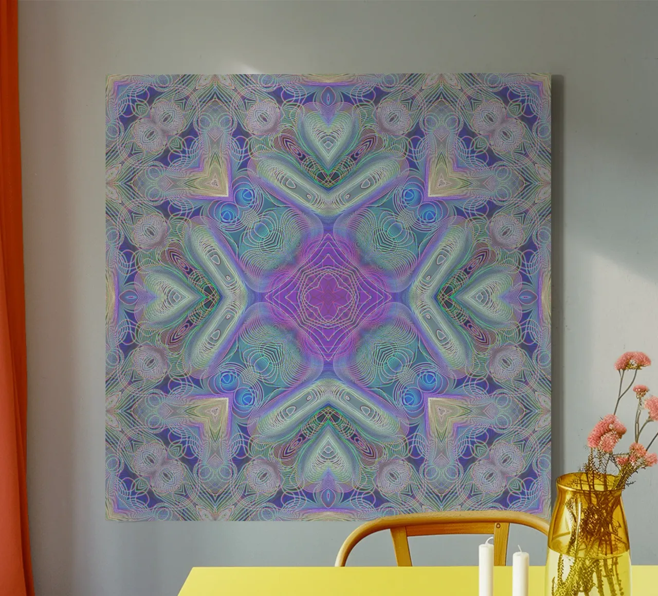 Kaleidoscope in bright colours, ordered lines and contours canvas by Gürsel Yesil Digital Art