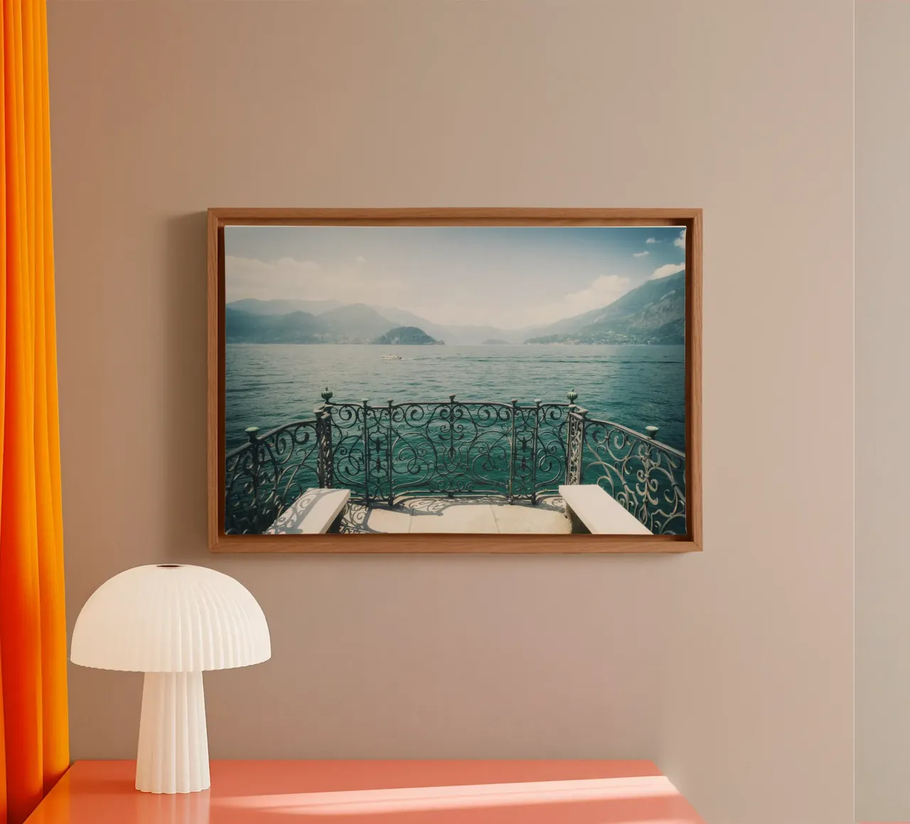 Comomeer, Reisposter canvas met Baklijst van TheTravelClub