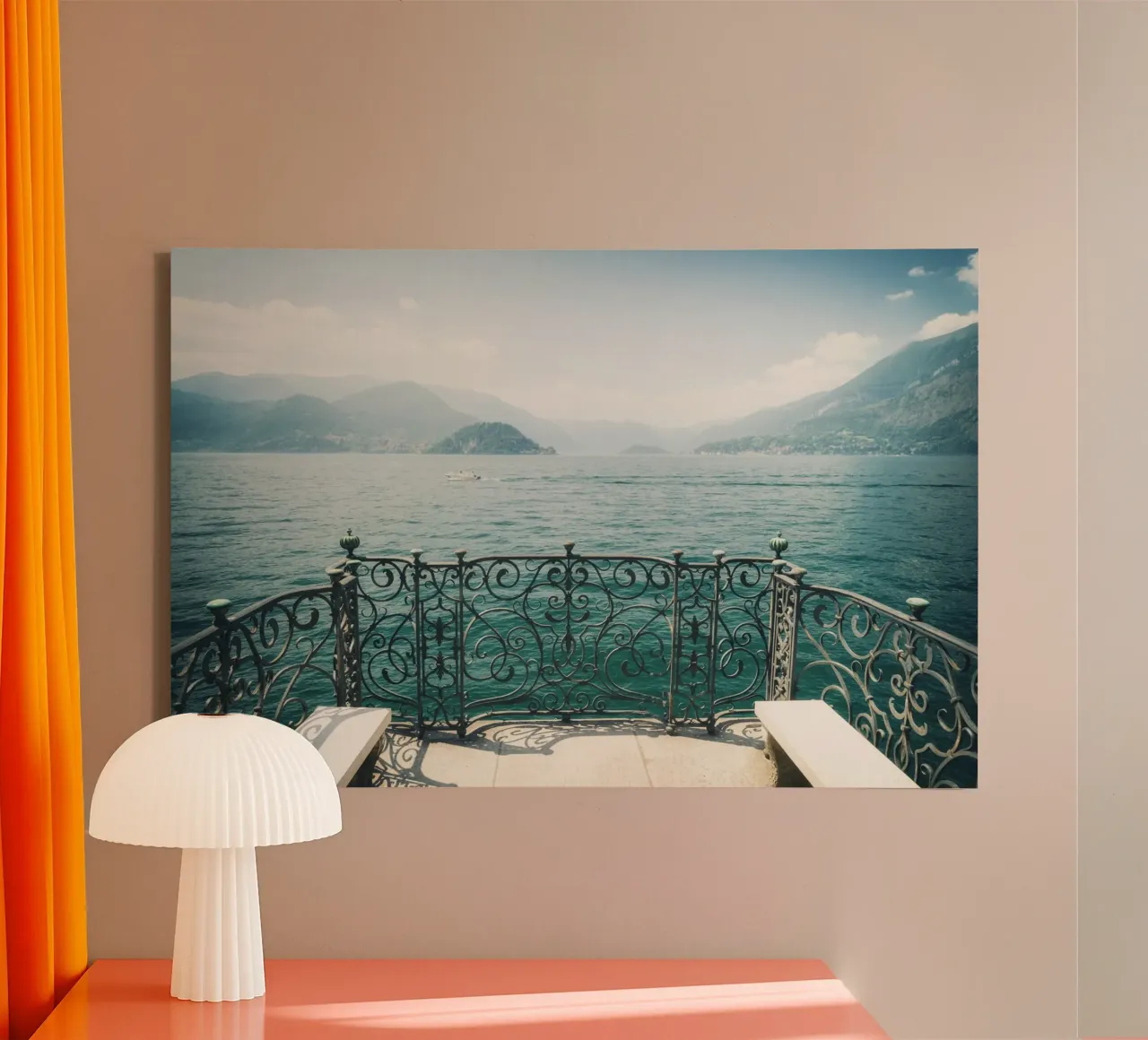 Comomeer, Reisposter canvas met Baklijst van TheTravelClub