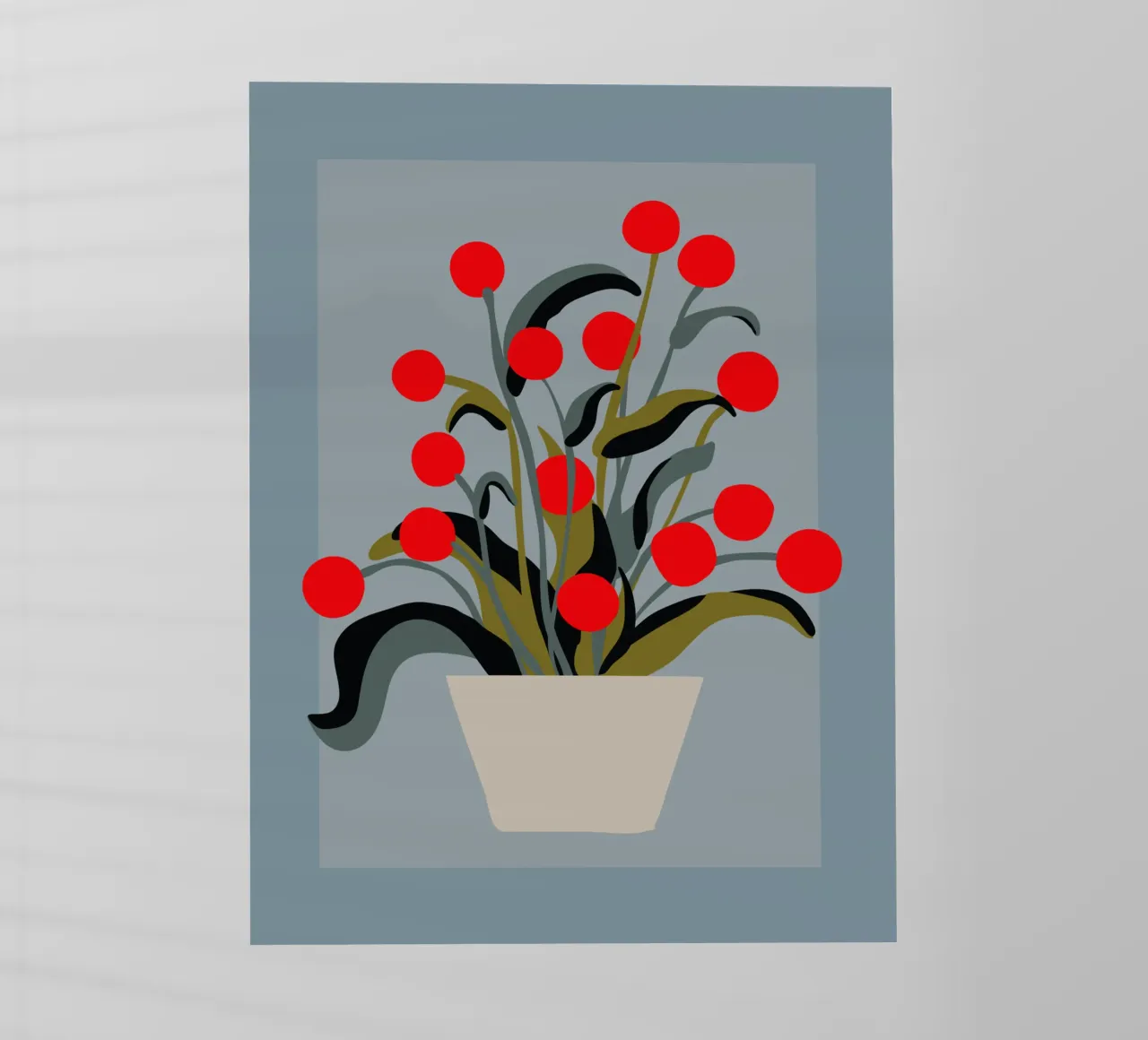 Bold Botanical Print – Modern Red Berries Wall Art pellicola backlit da Spunk