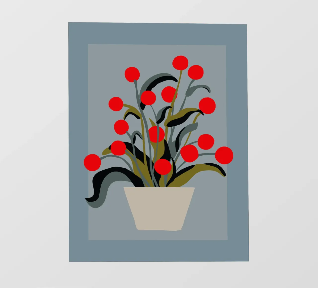 Bold Botanical Print – Modern Red Berries Wall Art pellicola backlit da Spunk