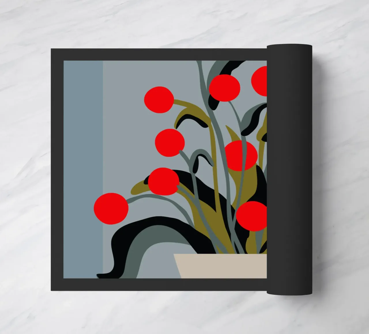 Bold Botanical Print – Modern Red Berries Wall Art zerbino da Spunk