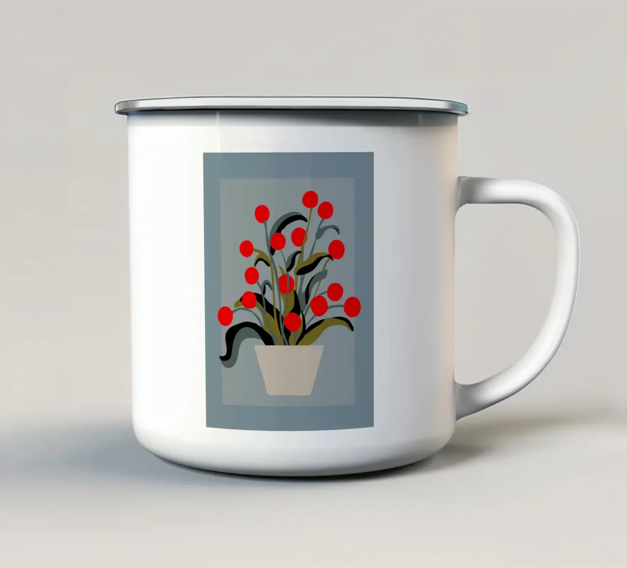 Bold Botanical Print – Modern Red Berries Wall Art tazza in smalto da Spunk