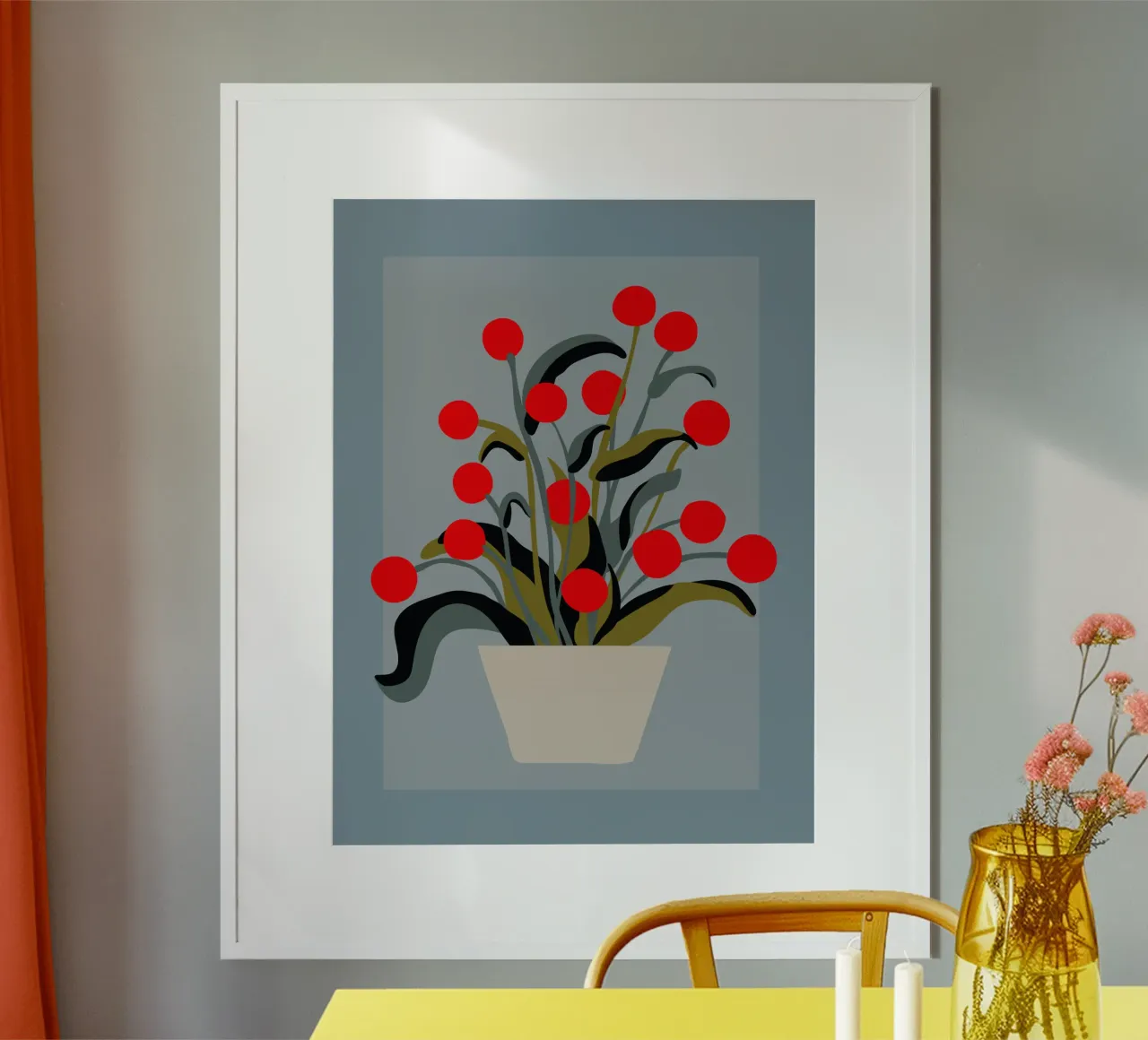 Bold Botanical Print – Modern Red Berries Wall Art poster da Spunk