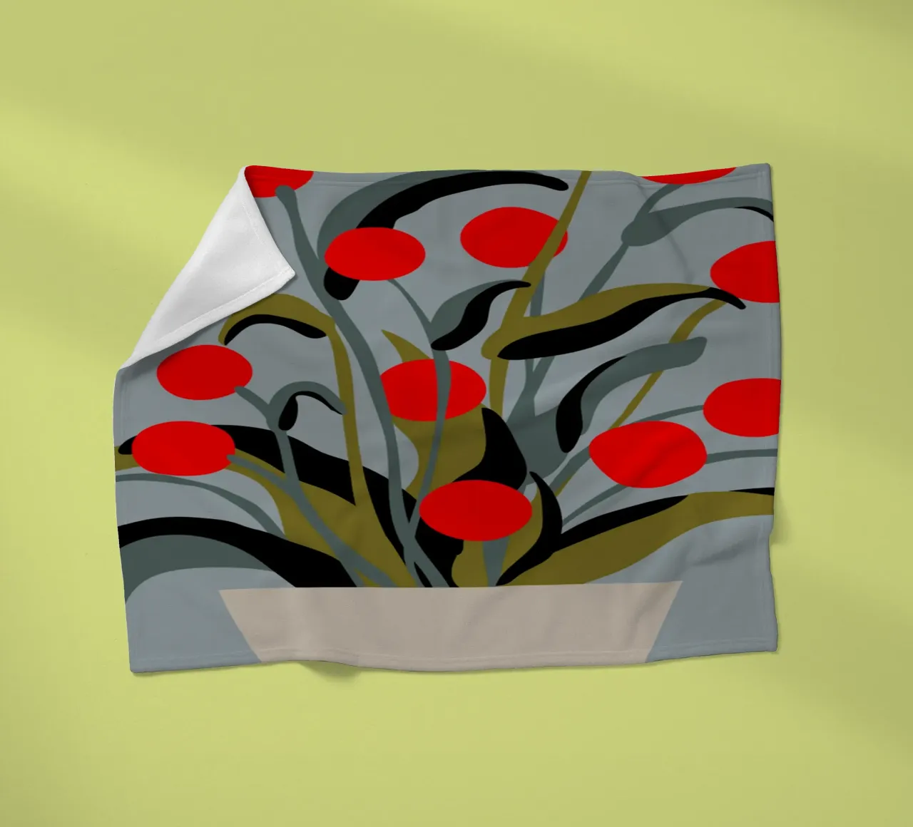 Bold Botanical Print – Modern Red Berries Wall Art coperta in pile da Spunk