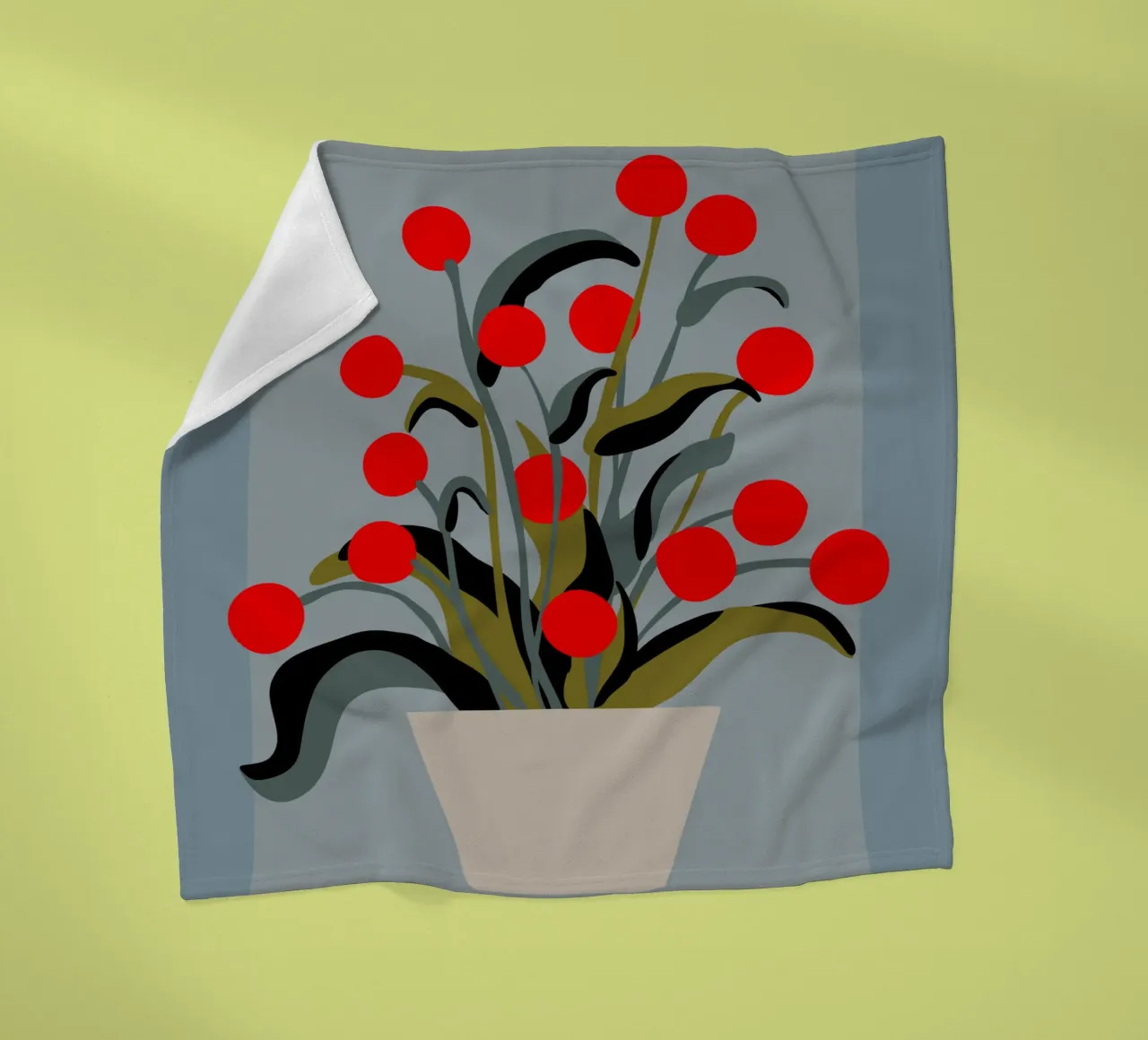 Bold Botanical Print – Modern Red Berries Wall Art coperta in pile da Spunk