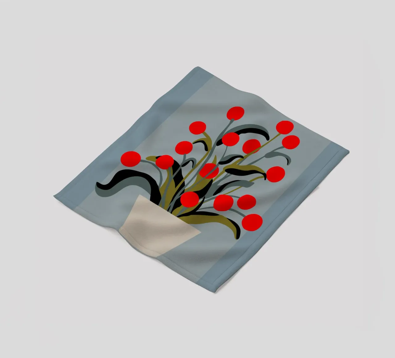 Bold Botanical Print – Modern Red Berries Wall Art coperta in pile da Spunk