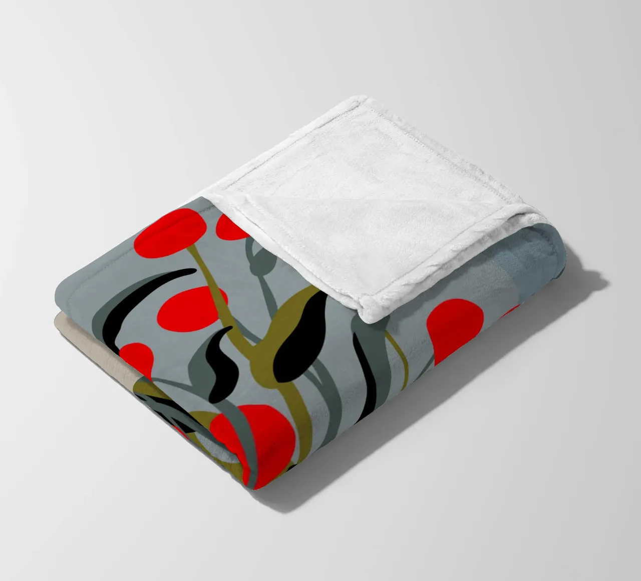 Bold Botanical Print – Modern Red Berries Wall Art coperta in pile da Spunk