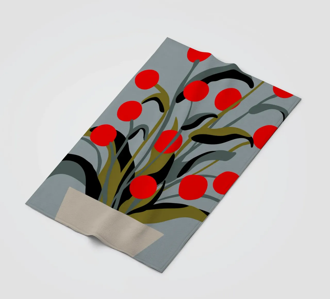 Bold Botanical Print – Modern Red Berries Wall Art coperta in pile da Spunk