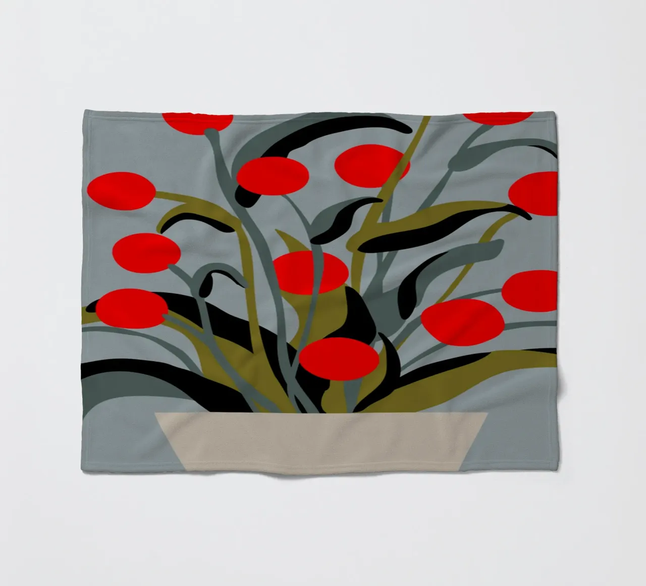 Bold Botanical Print – Modern Red Berries Wall Art coperta in pile da Spunk