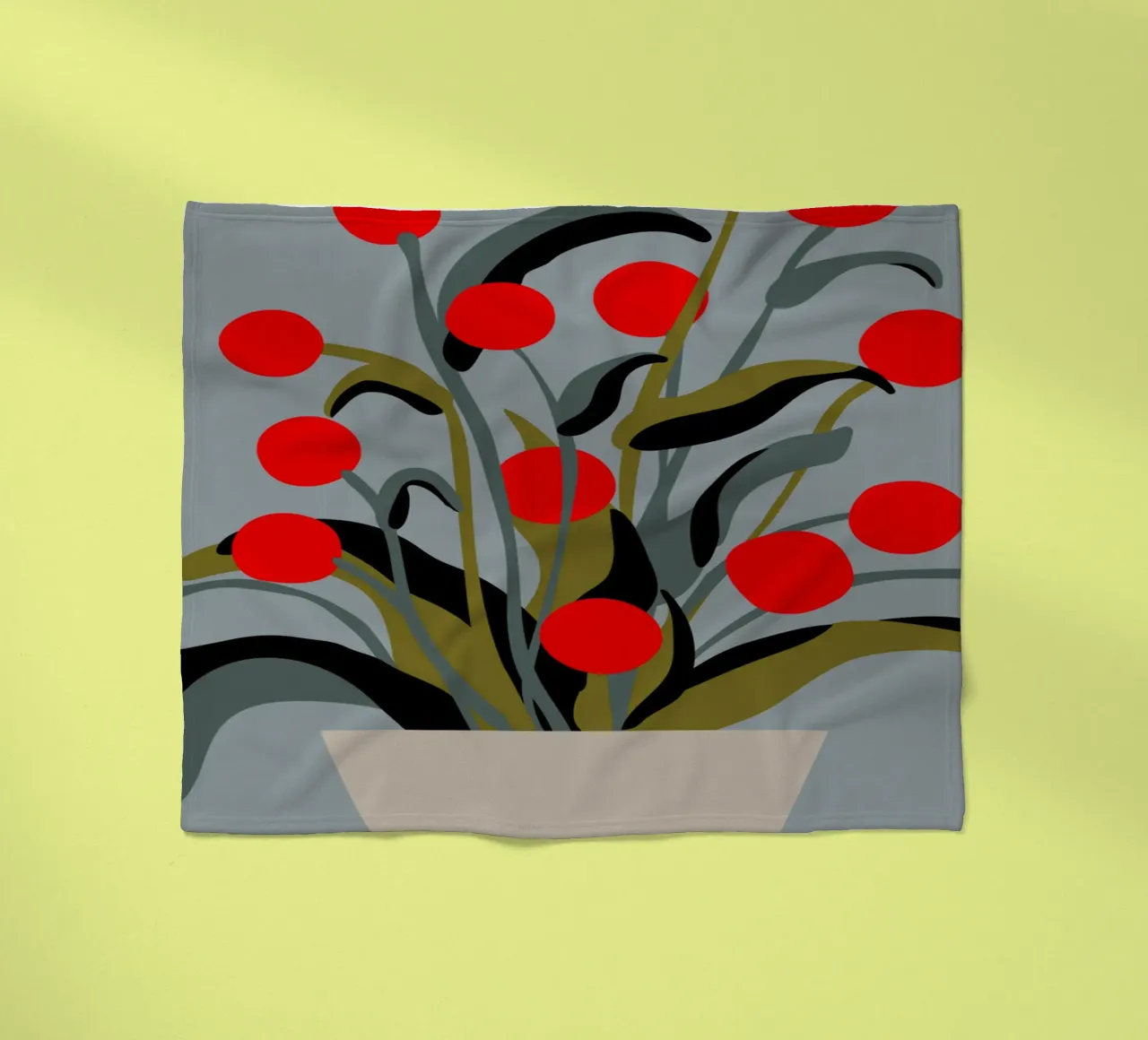 Bold Botanical Print – Modern Red Berries Wall Art coperta in pile da Spunk