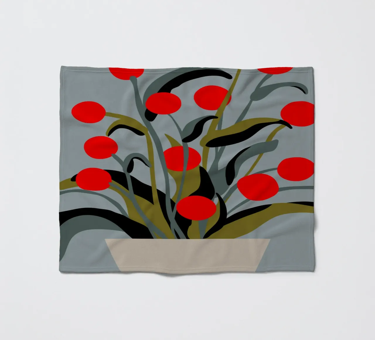 Bold Botanical Print – Modern Red Berries Wall Art coperta in pile da Spunk