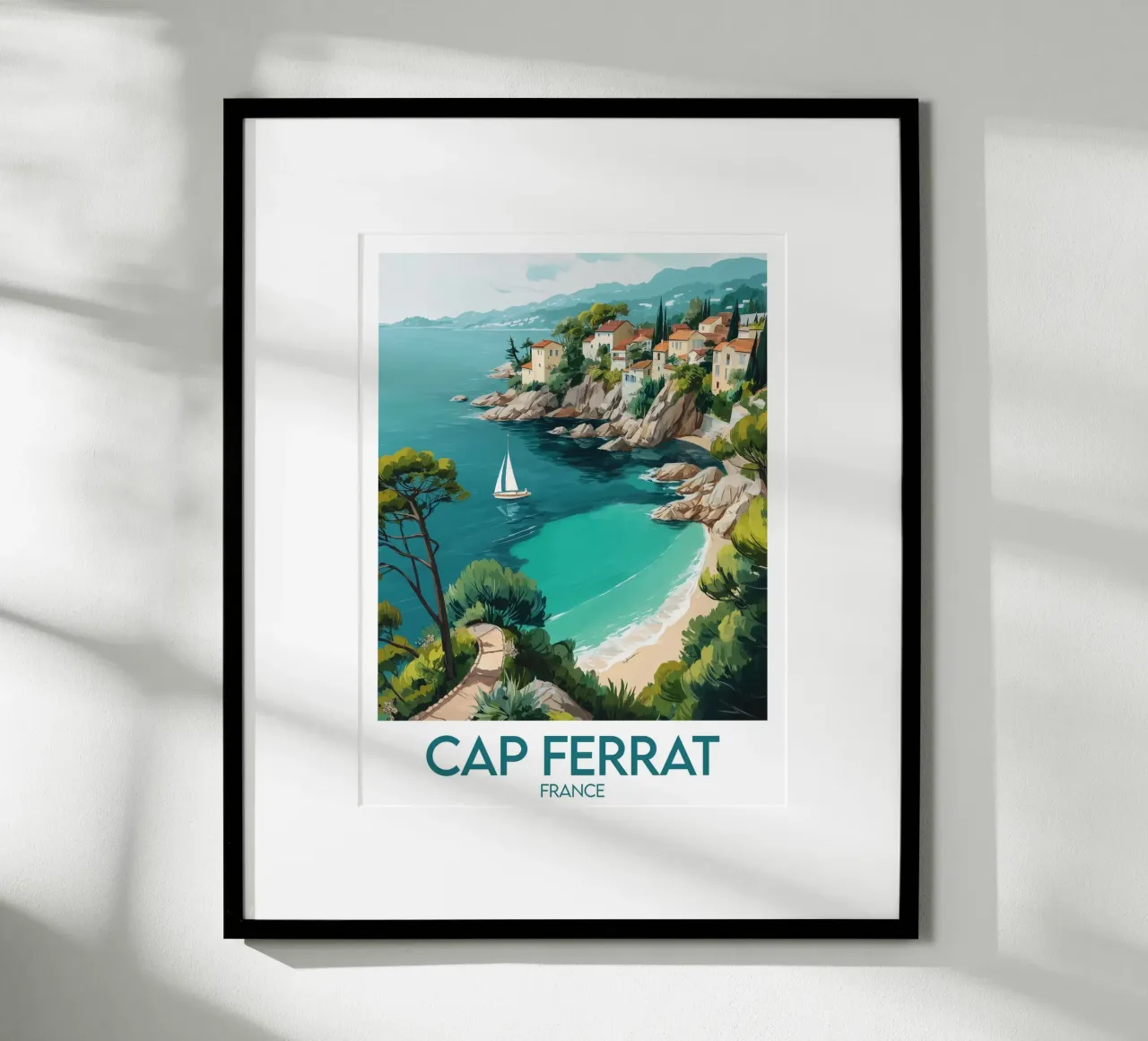Affiche Cap Ferrat France poster avec cadre en bois de Frame the World
