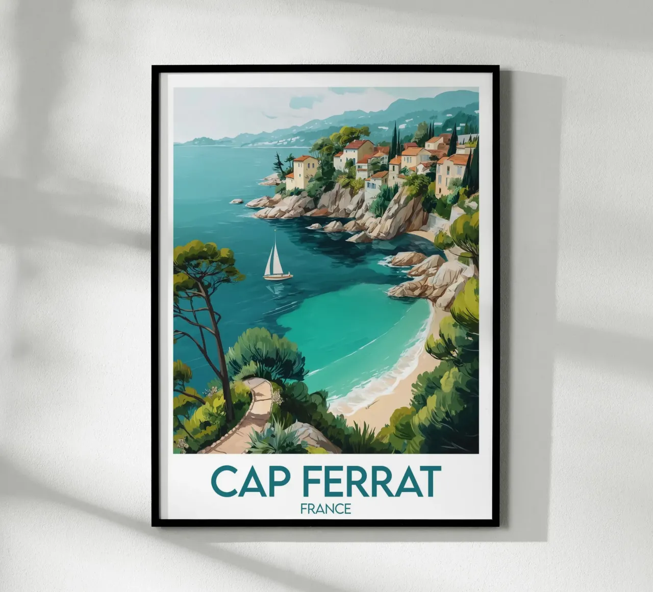 Affiche Cap Ferrat France poster avec cadre en bois de Frame the World