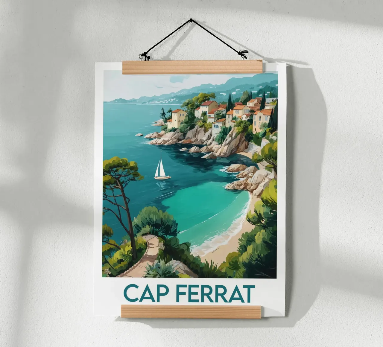 Affiche Cap Ferrat France poster avec cadre en bois de Frame the World