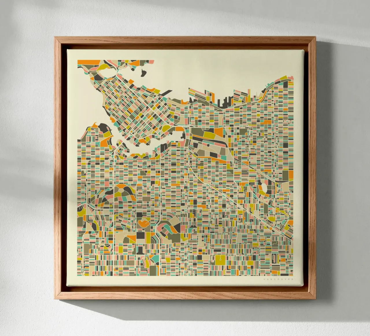 Vancouver Map canvas met Baklijst van Jazzberry Blue