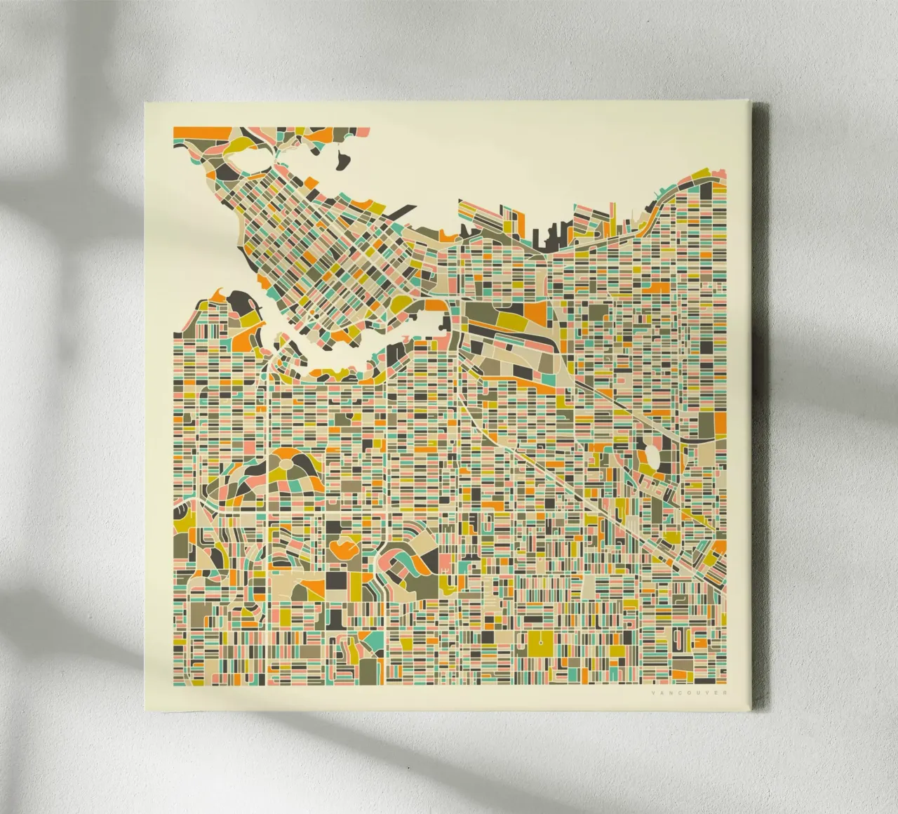 Vancouver Map canvas met Baklijst van Jazzberry Blue