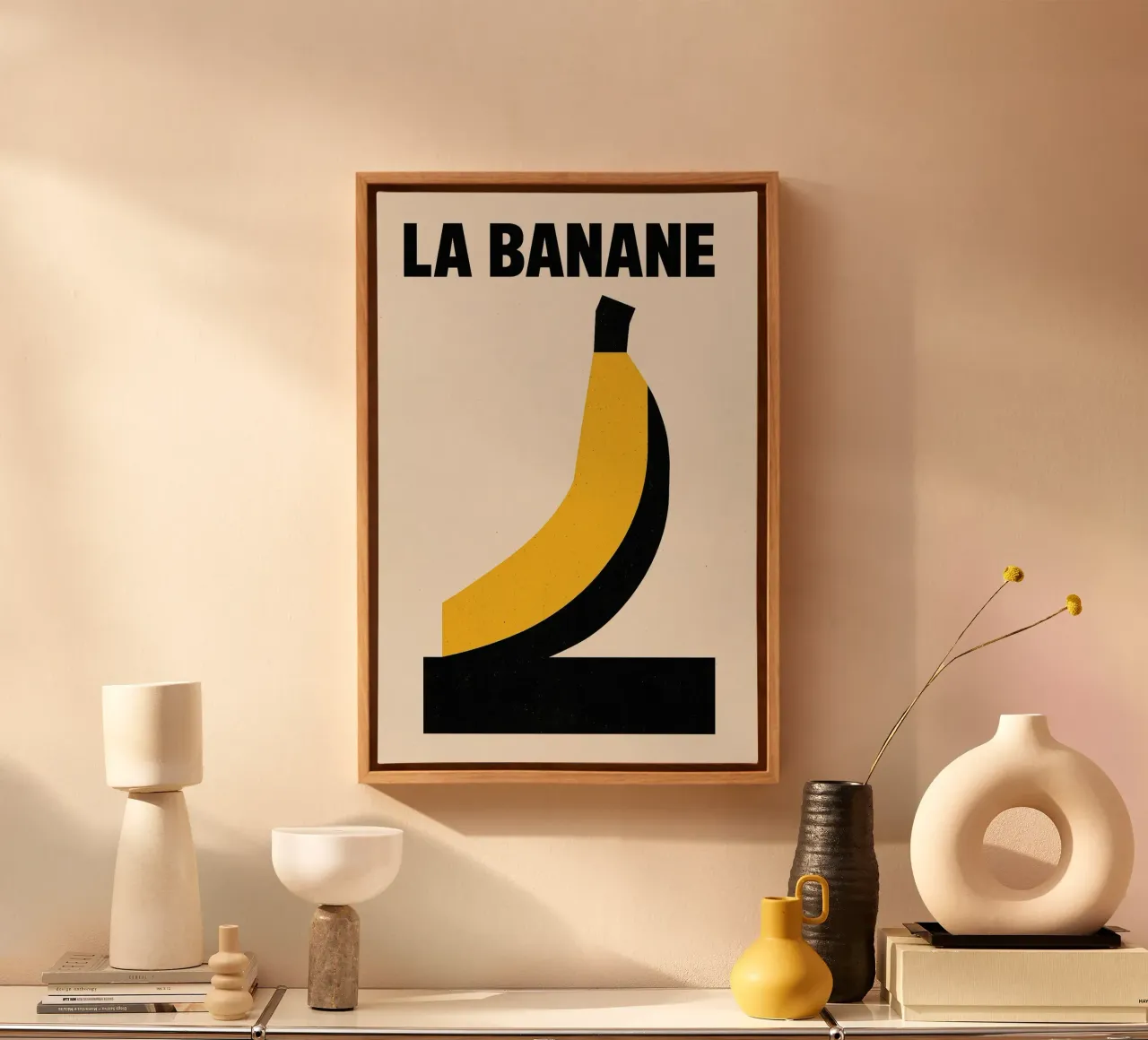 La Banane - The pop icon canvas with Floater frame by Pop and Fruits - Affiches & posters