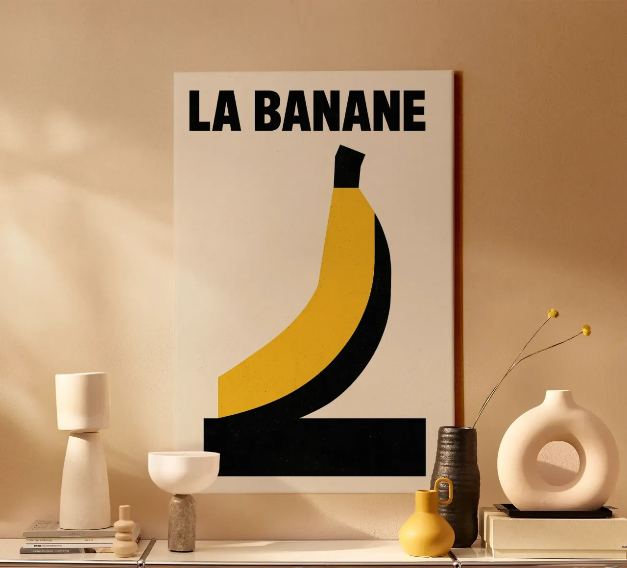 La Banane - The pop icon canvas with Floater frame by Pop and Fruits - Affiches & posters