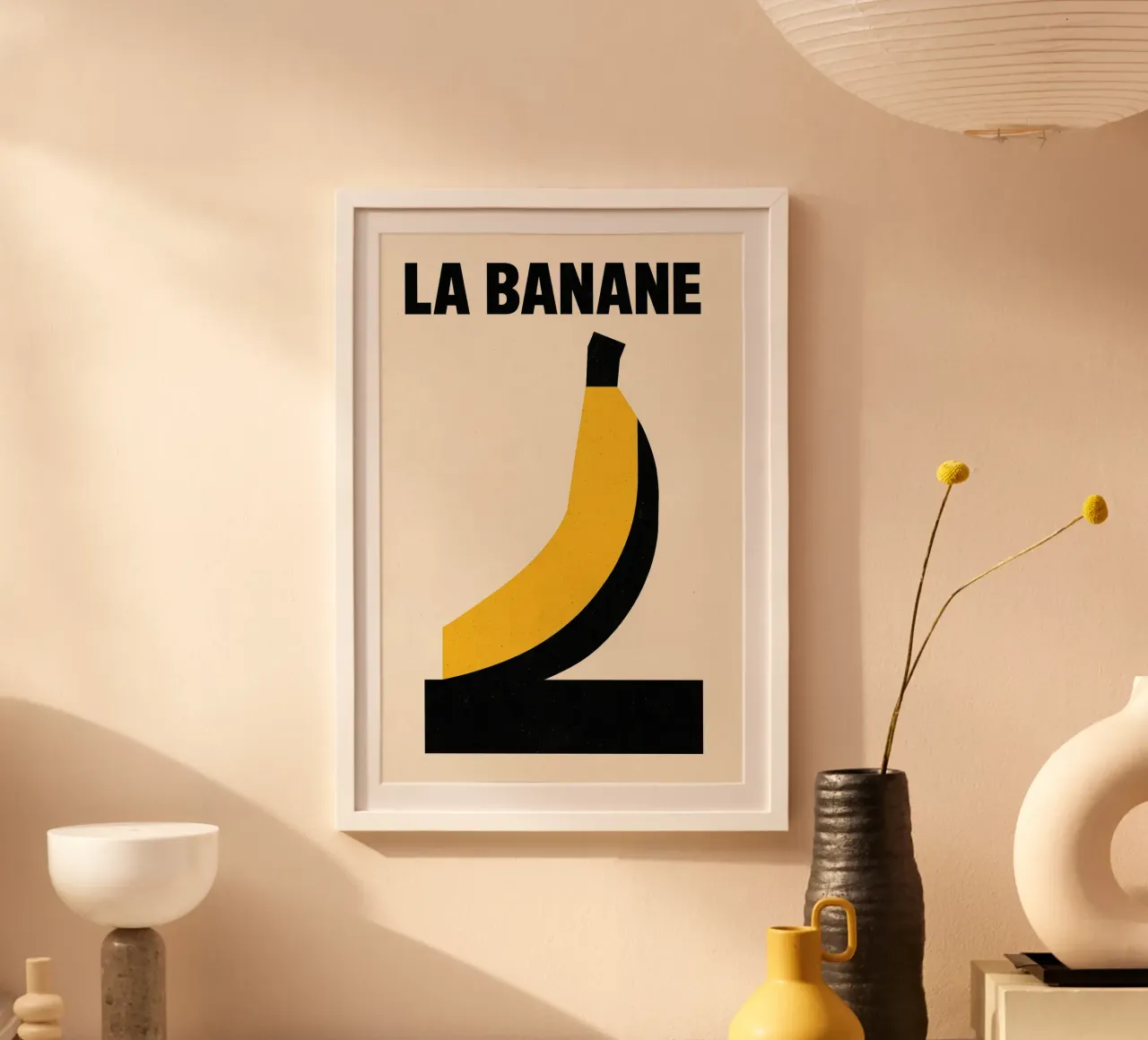 La Banane - The pop icon poster with wooden frame by Pop and Fruits - Affiches & posters