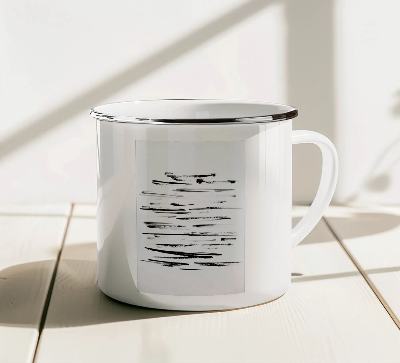 Black Minimalist brush Lines tazza in smalto da Babett Schultze