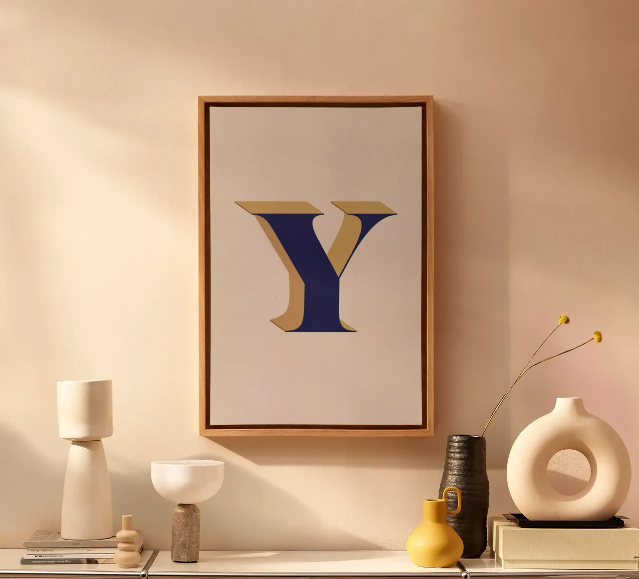 Blue Y canvas met Baklijst van daylight design studio